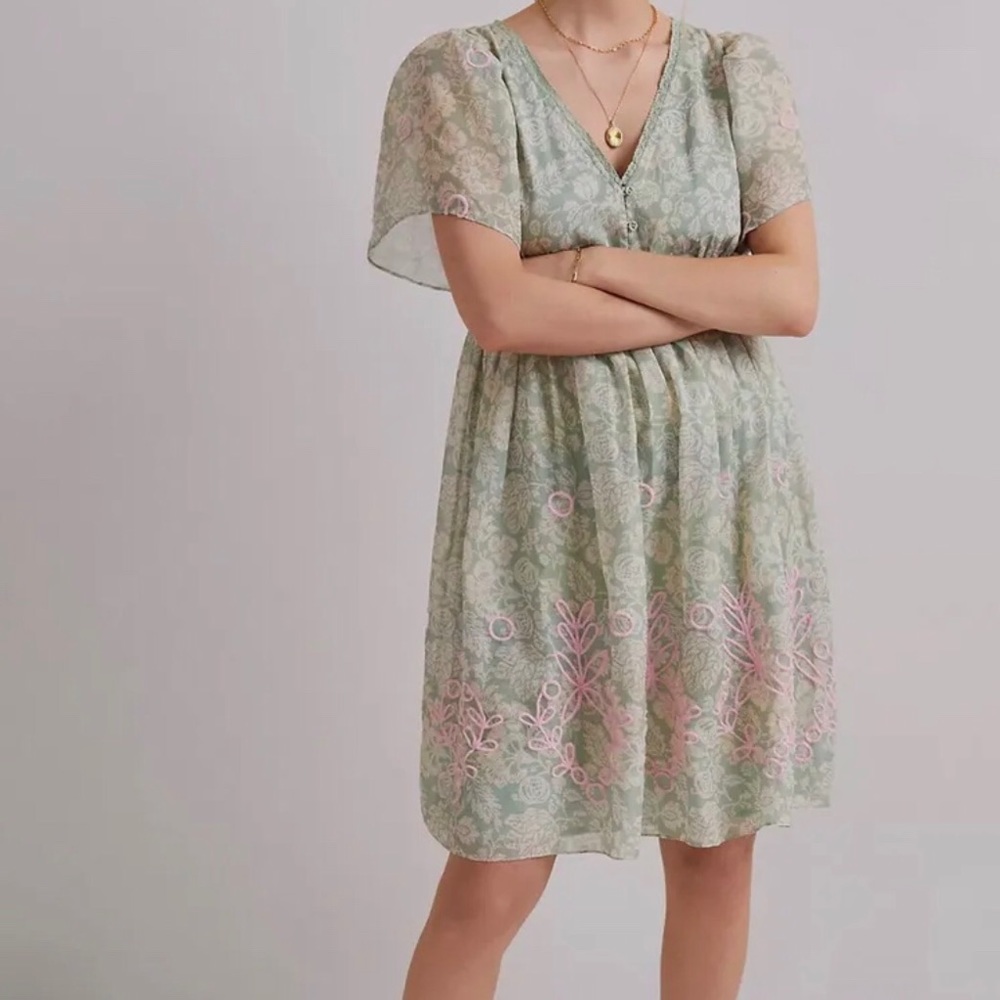 Anthropologie Trellis Embroidered Dress NWT